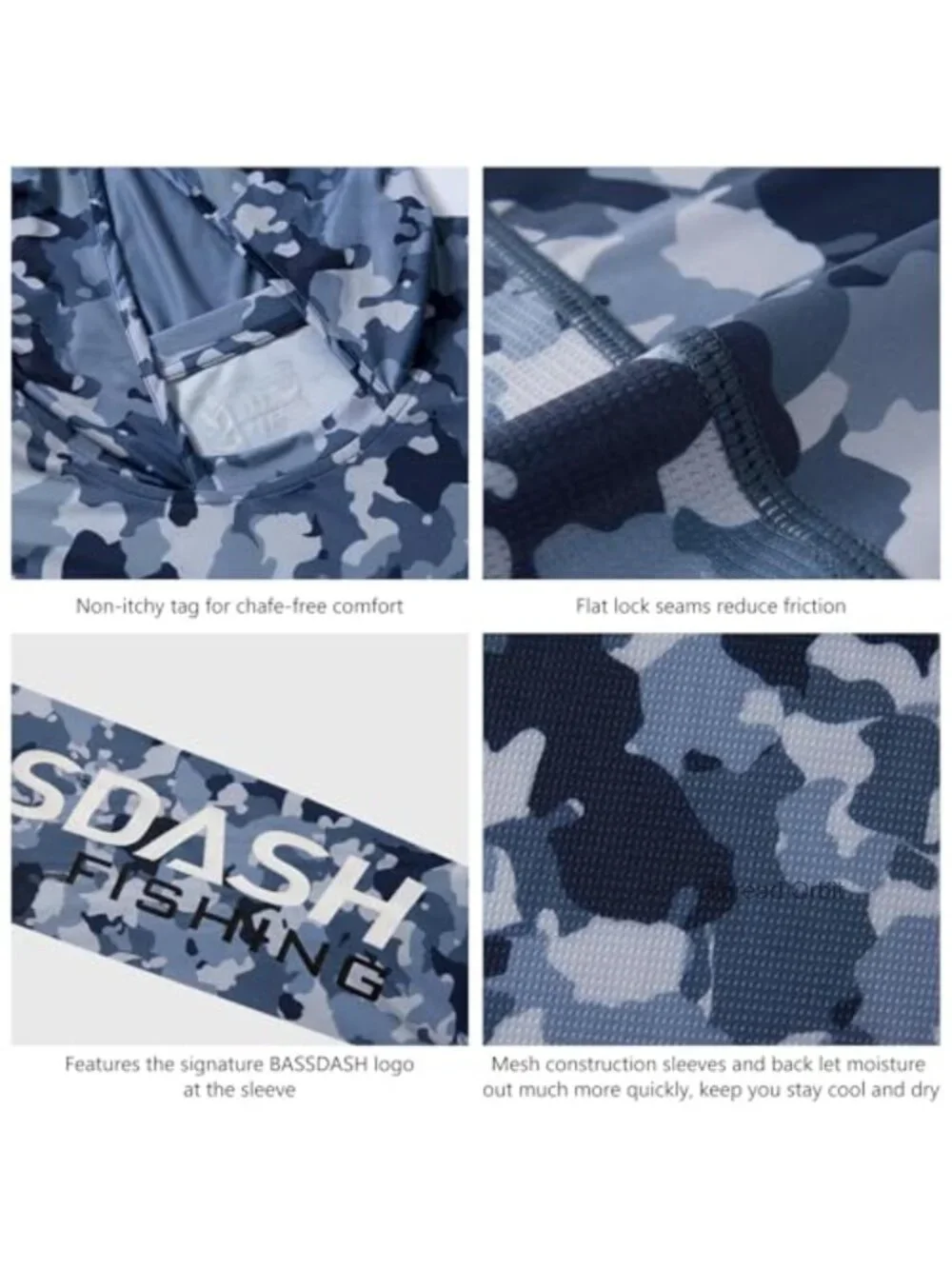 Men's UPF 50+ Performance Camo Hoodie Quick Dry Long Sleeve Outdoor Fishing